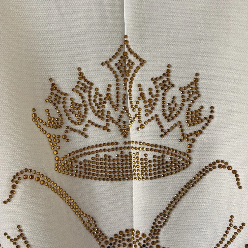 *Elegant Embellished White Blazer Jacket w Queen Bee Beaded Design Shawl Lapel - Picture 4 of 16